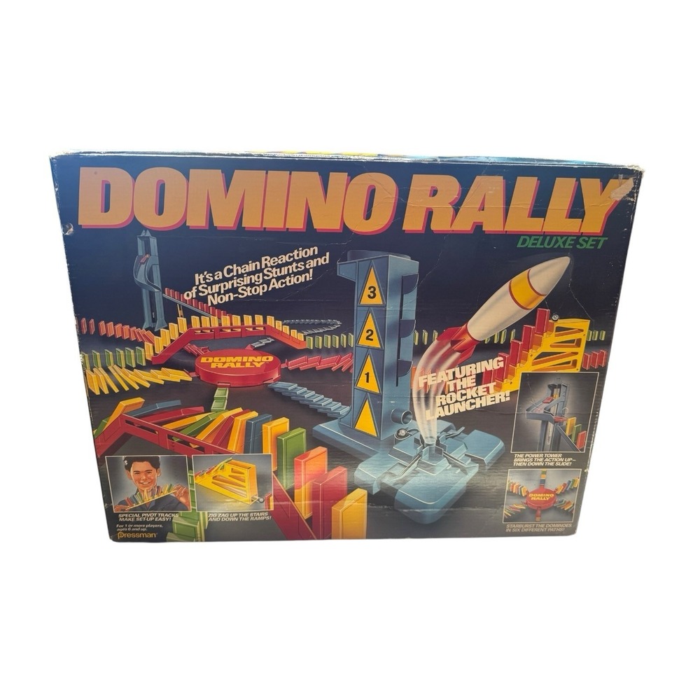 Vintage 1989 Pressman Domino Rally Deluxe Set w/ Dealer Complete Tested Working